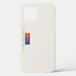 Customizable Template Business Logo Elegant Beige iPhone 12 Case