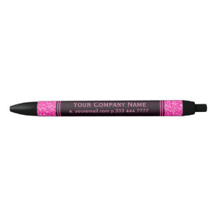 Customizable template Elegant Pink Glitter Black Ink Pen