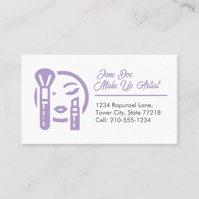 Customizable Template Make Up Artist Business Card (Front)