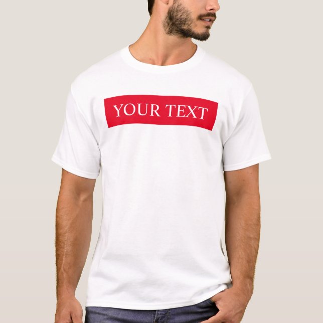 Customizable Template Mens Modern Red White Trendy T-Shirt (Front)
