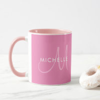 Customizable Template Names Initial Monogram Pink