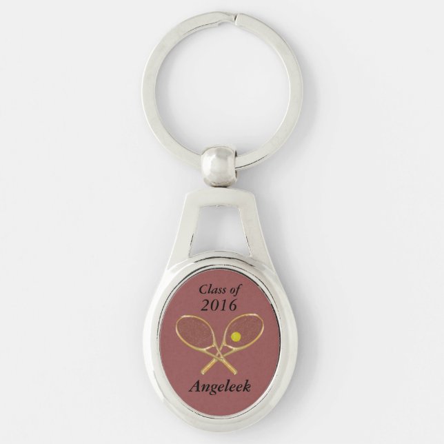 Customizable Tennis Keychains, Your Colours, Text Keychain (Front)