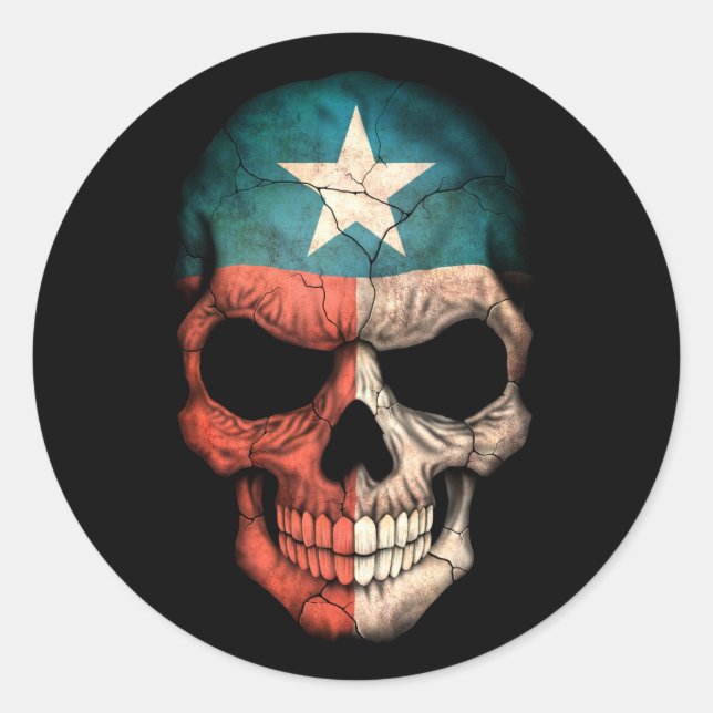 Customizable Texas Flag Skull Classic Round Sticker (Front)