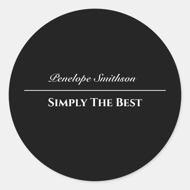 Customizable Text and Colours Basic Black and Whit Classic Round Sticker (Front)