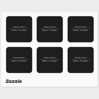 Customizable Text and Colours Basic Black and Whit Square Sticker