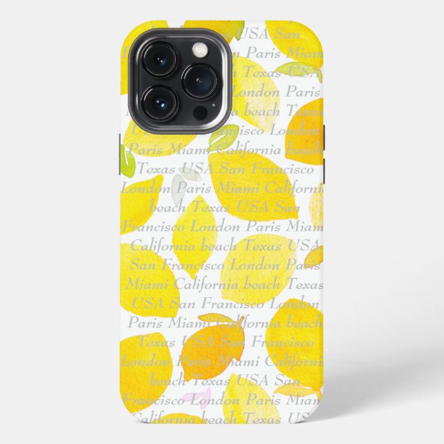 Customizable text and image modern pattern citrus iPhone case (Back)