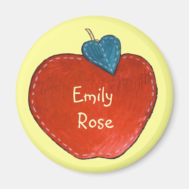 Customizable Text Apple Magnet (Front)