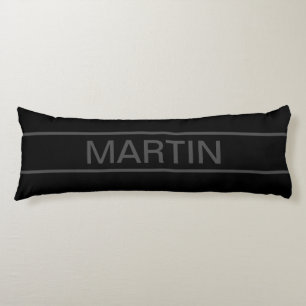 Customizable Text   Bold Modern Black & Dark Grey Body Pillow