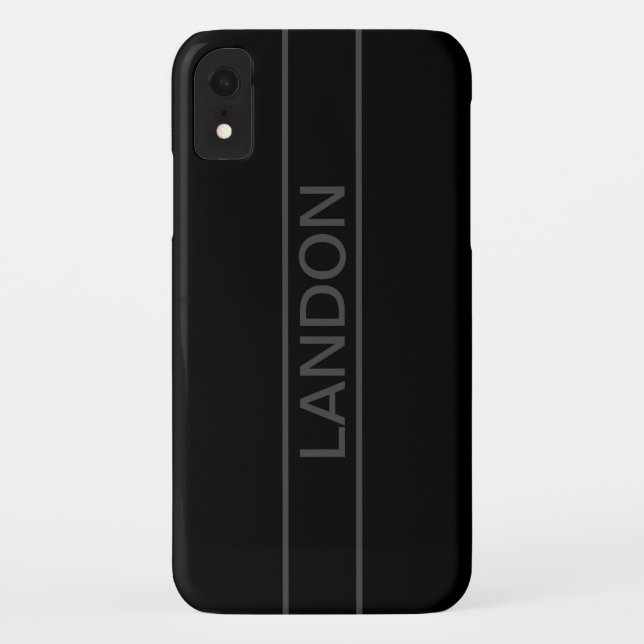Customizable Text | Bold Modern Black & Dark Grey Case-Mate iPhone Case (Back)