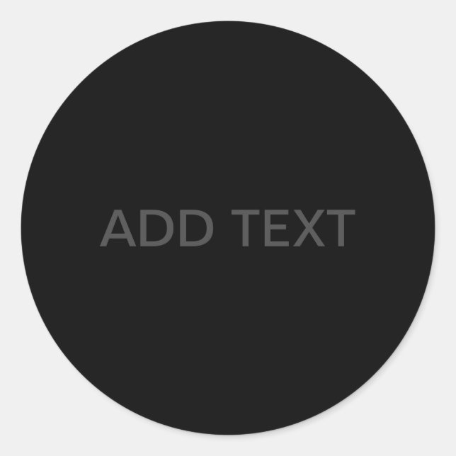 Customizable Text | Bold Modern Black & Dark Grey Classic Round Sticker (Front)