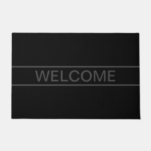 Customizable Text   Bold Modern Black & Dark Grey Doormat