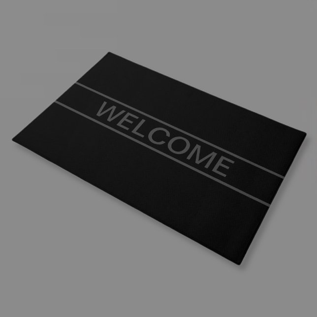 Customizable Text | Bold Modern Black & Dark Grey Doormat (Creator Uploaded)
