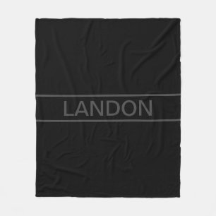 Customizable Text   Bold Modern Black & Dark Grey Fleece Blanket