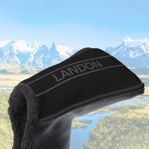 Customizable Text Bold Modern Black & Dark Grey Golf Head Cover
