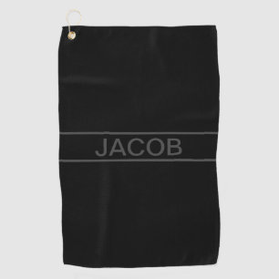 Customizable Text   Bold Modern Black & Dark Grey Golf Towel