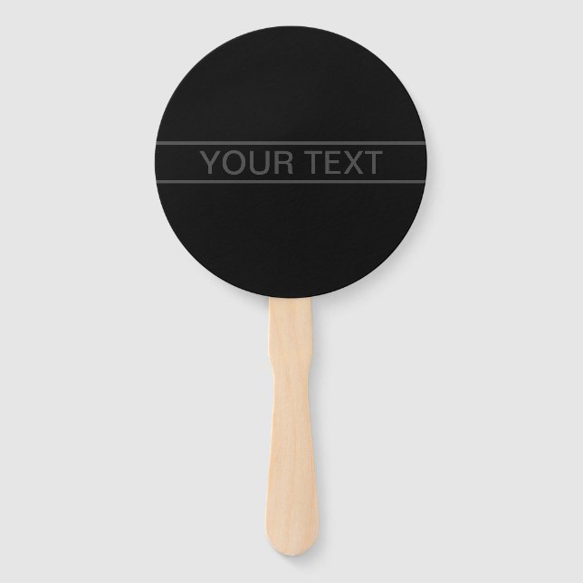 Customizable Text | Bold Modern Black & Dark Grey Hand Fan (Front)