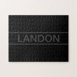 Customizable Text | Bold Modern Black & Dark Grey Jigsaw Puzzle<br><div class="desc">Bold contemporary look.</div>