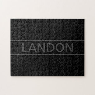 Customizable Text   Bold Modern Black & Dark Grey Jigsaw Puzzle
