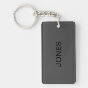 Customizable Text Bold Modern Black & Dark Grey Keychain