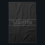 Customizable Text | Bold Modern Black & Dark Grey Kitchen Towel<br><div class="desc">Bold contemporary look.</div>