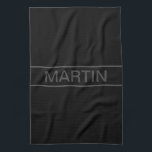 Customizable Text | Bold Modern Black & Dark Grey Kitchen Towel<br><div class="desc">Bold contemporary look.</div>