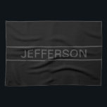 Customizable Text | Bold Modern Black & Dark Grey Kitchen Towel<br><div class="desc">Bold contemporary look.</div>