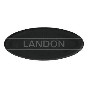 Customizable Text   Bold Modern Black & Dark Grey Name Tag
