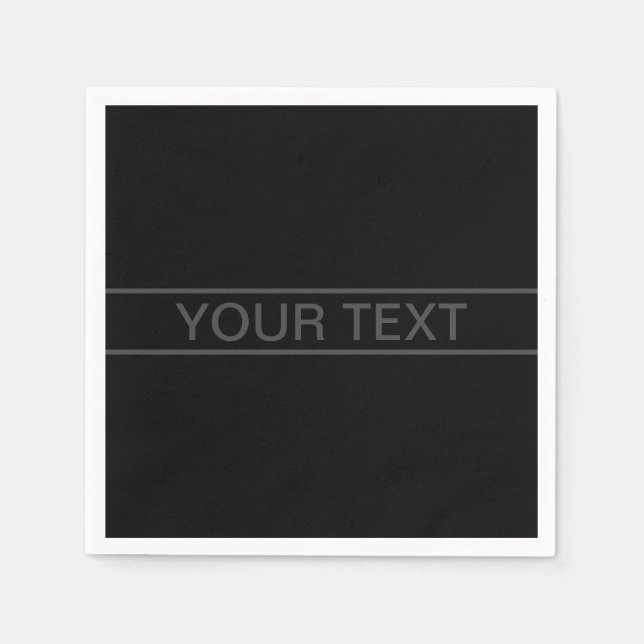 Customizable Text | Bold Modern Black & Dark Grey Napkin (Front)