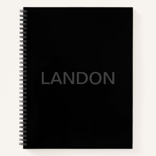 Customizable Text Bold Modern Black & Dark Grey Notebook