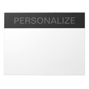 Customizable Text Bold Modern Black & Dark Grey Notepad