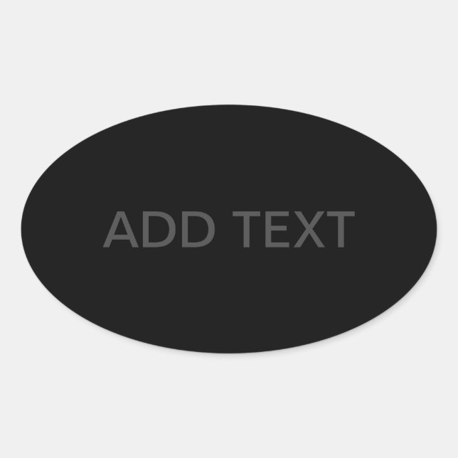 Customizable Text | Bold Modern Black & Dark Grey Oval Sticker (Front)