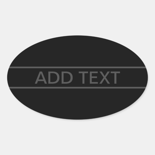 Customizable Text | Bold Modern Black & Dark Grey Oval Sticker (Front)