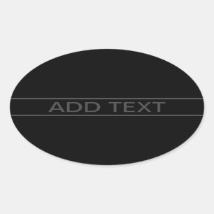 Customizable Text   Bold Modern Black & Dark Grey Oval Sticker
