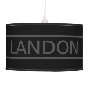 Customizable Text   Bold Modern Black & Dark Grey Pendant Lamp