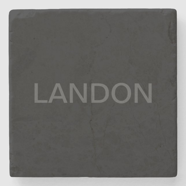 Customizable Text | Bold Modern Black & Dark Grey Stone Coaster (Front)