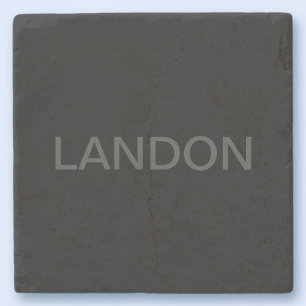 Customizable Text   Bold Modern Black & Dark Grey Stone Coaster