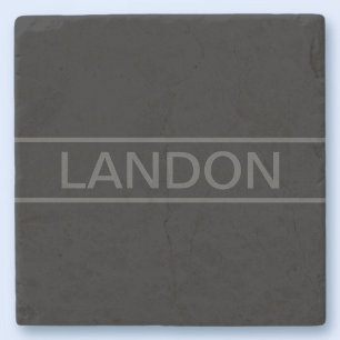 Customizable Text   Bold Modern Black & Dark Grey Stone Coaster