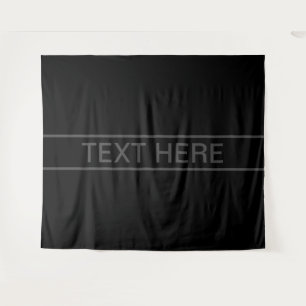 Customizable Text Bold Modern Black & Dark Grey Tapestry
