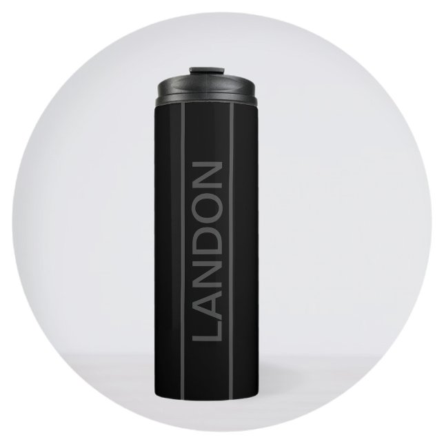 Customizable Text | Bold Modern Black & Dark Grey Thermal Tumbler (Creator Uploaded)