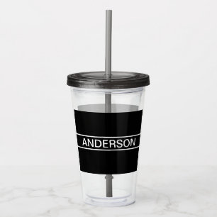 Customizable Text   Bold Modern Black & White Acrylic Tumbler