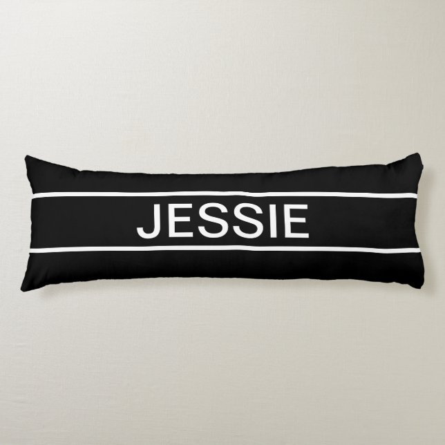 Customizable Text | Bold Modern Black & White Body Pillow (Front)
