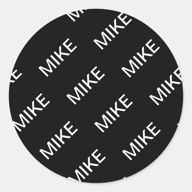 Customizable Text | Bold Modern Black & White Classic Round Sticker (Front)