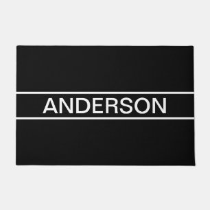 Customizable Text   Bold Modern Black & White Doormat