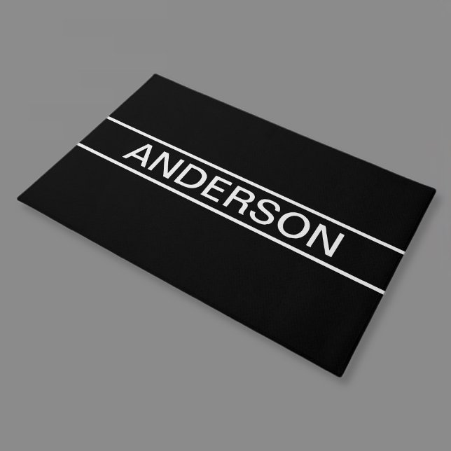 Customizable Text | Bold Modern Black & White Doormat (Creator Uploaded)