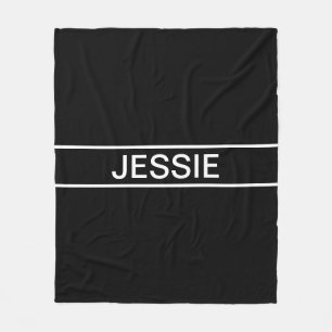 Customizable Text Bold Modern Black & White Fleece Blanket