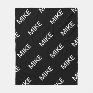 Customizable Text   Bold Modern Black & White Fleece Blanket
