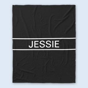 Customizable Text Bold Modern Black & White Fleece Blanket