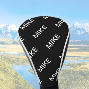Customizable Text Bold Modern Black & White Golf Head Cover