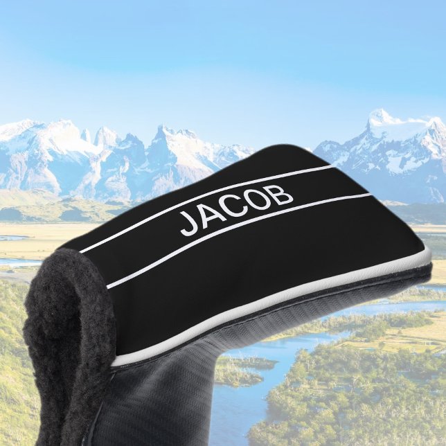 Customizable Text | Bold Modern Black & White Golf Head Cover (Creator Uploaded)