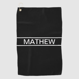 Customizable Text   Bold Modern Black & White Golf Towel